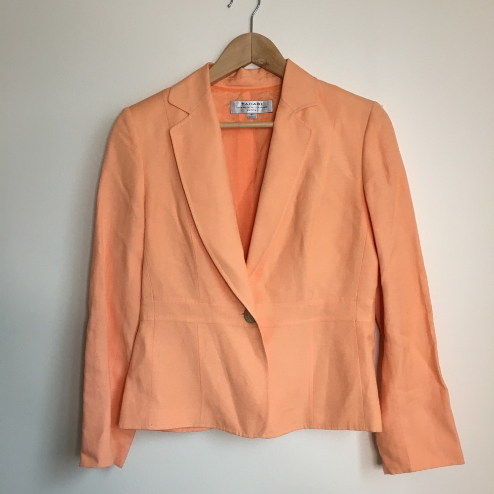Tahari Peach Single-Button Blazer